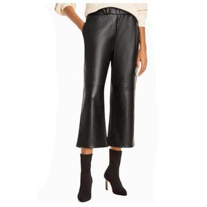 Aqua black faux leather pull on crop pants L